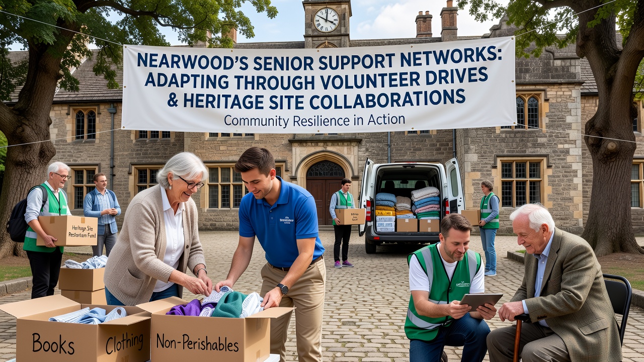 Seniors and volunteers collaborating on heritage preservation activities at a Nearwood site